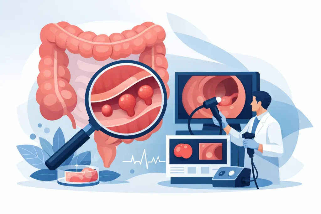 Exemplo de deteção precoce de pólipos intestinais